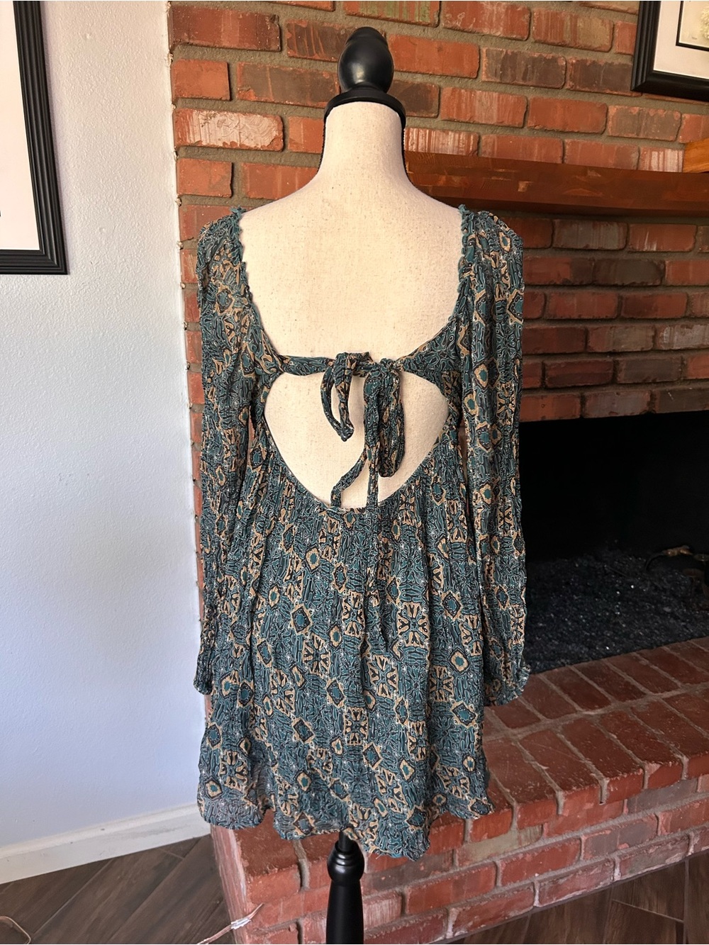 Anthropologie Let Me Be Babydoll Mini Dress in Blue Sz MP PETITE - Picture 7 of 8